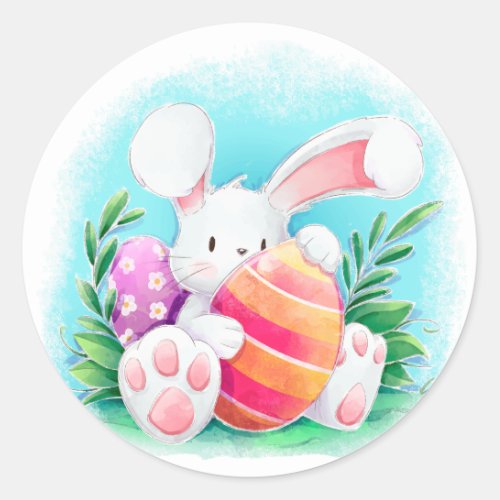 Cute Easter Bunny Watercolor  Sticker Seal