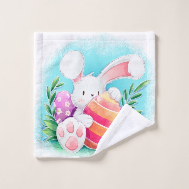 Cute Easter Bunny Watercolor | Towel Set (Wash Cloth)