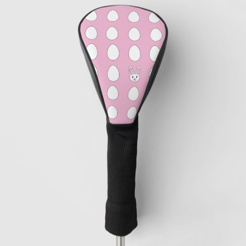 Cute Easter Bunny White Eggs On Pink Golf Head Cover