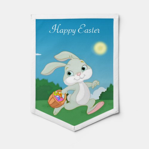 Cute Easter Bunny with a Basket of Easter Eggs Pennant