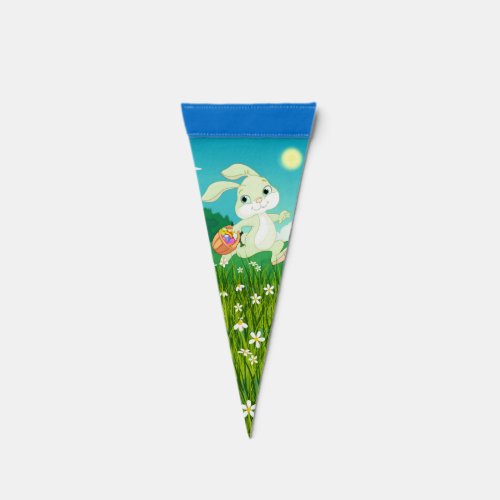 Cute Easter Bunny with a Basket of Easter Eggs Pennant Flag