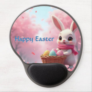 Cute Easter Bunny with Basket of Colorful Eggs Gel Mouse Pad