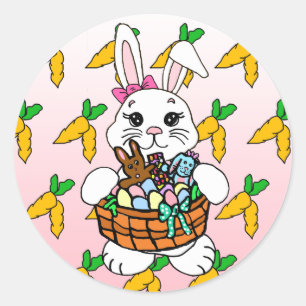 Cute Easter Bunny with Basket Stickers