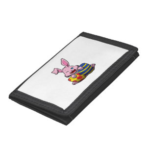 Cute Easter Bunny with Colored Eggs - Happy Easter Tri-fold Wallet