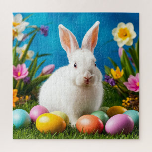 Cute Easter Bunny with Colorful Eggs Jigsaw Puzzle