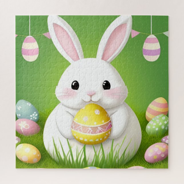 Cute Easter Bunny With Decorative Eggs Jigsaw Puzzle (Vertical)