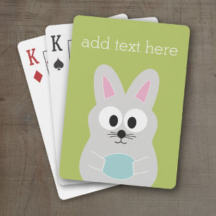 Cute Easter Bunny with Egg and Custom Name Poker Cards