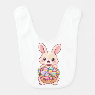 Cute Easter Bunny with Egg Basket – Kawaii Spring Baby Bib