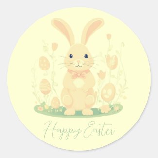 Cute Easter Bunny With Eggs Preschool Yellow