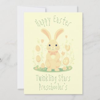 Cute Easter Bunny With Eggs Preschool Yellow