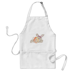 Cute Easter Bunny with Floral Egg Adult Apron