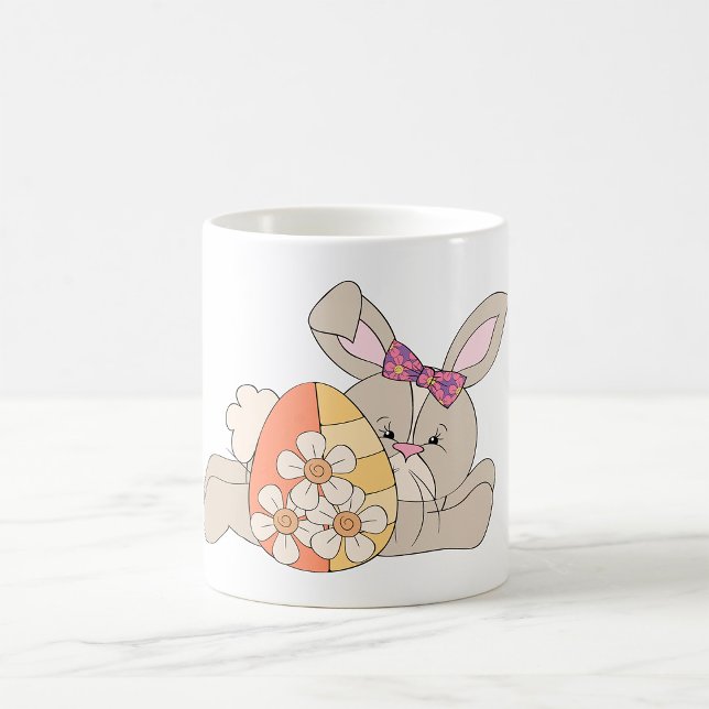 Cute Easter Bunny with Floral Egg Coffee Mug (Creator Uploaded)