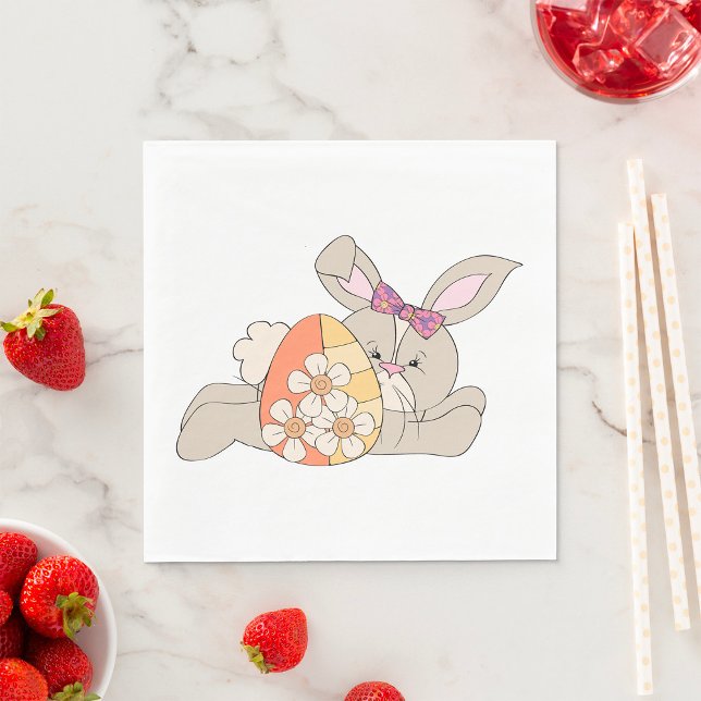 Cute Easter Bunny with Floral Egg Napkins (Creator Uploaded)