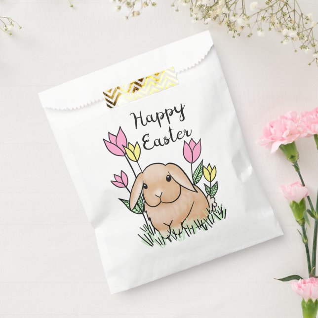 Cute Easter Bunny with Flowers Favor Bag (Sealed)