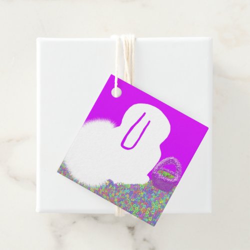 Cute Easter Bunny with flowers Favor Tags