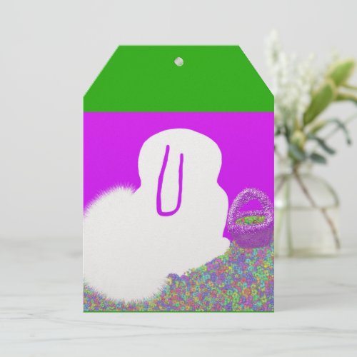 Cute Easter Bunny with flowers  Holiday Card