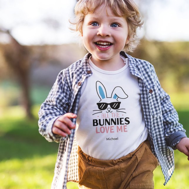 Cute Easter Bunny with Sunglasses Personalized Baby Bodysuit (Creator Uploaded)