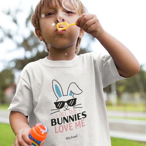 Cute Easter Bunny with Sunglasses Personalized Toddler T_shirt