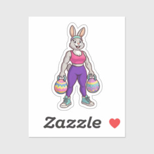 Cute Easter Bunny Workout Cartoon – Fitness Rabbit Sticker