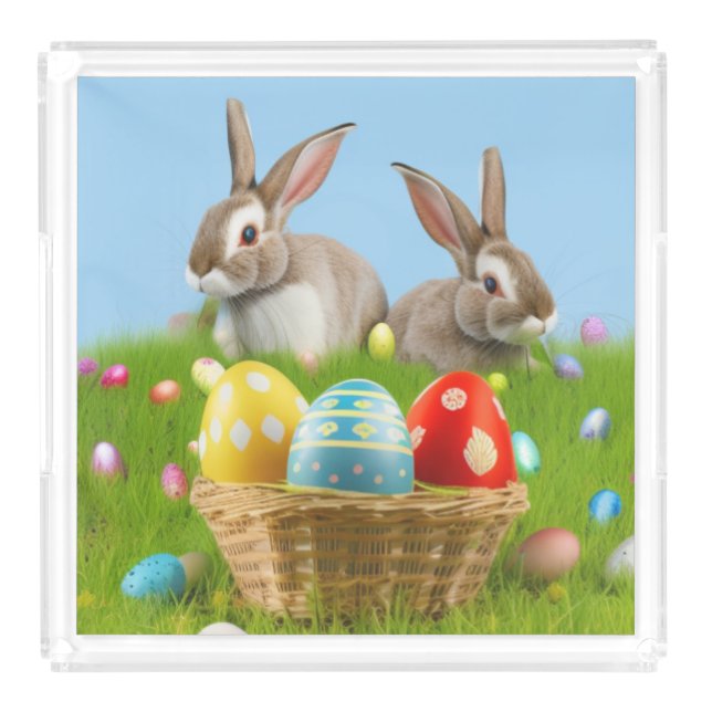 Cute Easter Bunnyfor a positive mood  Acrylic Tray (Front)