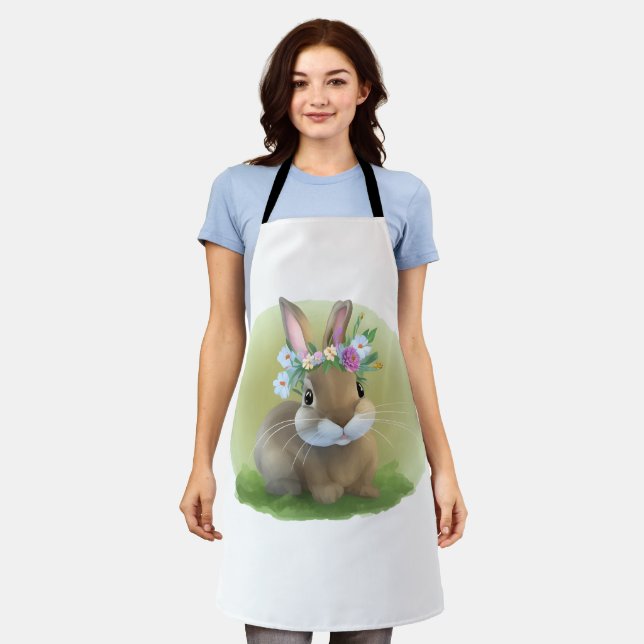 Cute Easter Bunnyfor a positive mood   Apron (Worn)