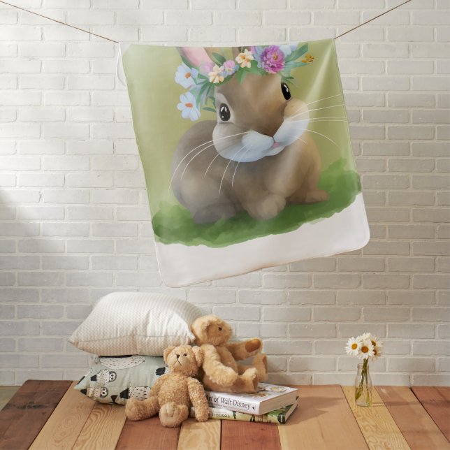 Cute Easter Bunnyfor a positive mood   Baby Blanket (In Situ)