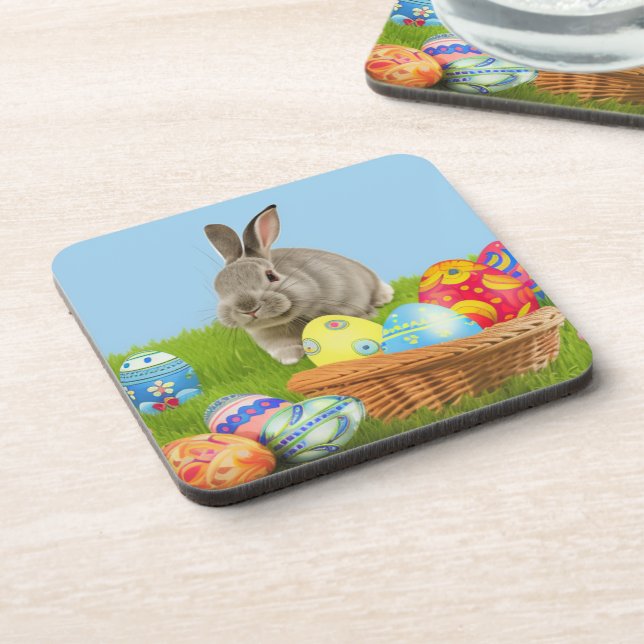 Cute Easter Bunnyfor a positive mood  Beverage Coa Beverage Coaster (Left Side)