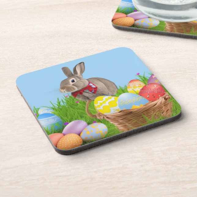 Cute Easter Bunnyfor a positive mood     Beverage Coaster (Left Side)