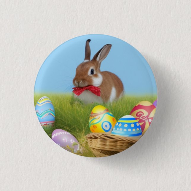 Cute Easter Bunnyfor a positive mood Button (Front)