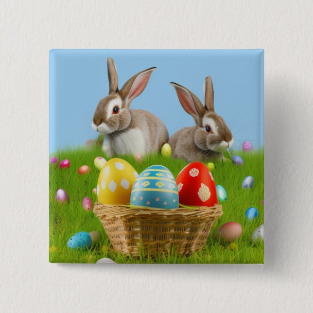 Cute Easter Bunnyfor a positive mood   Button (Front)