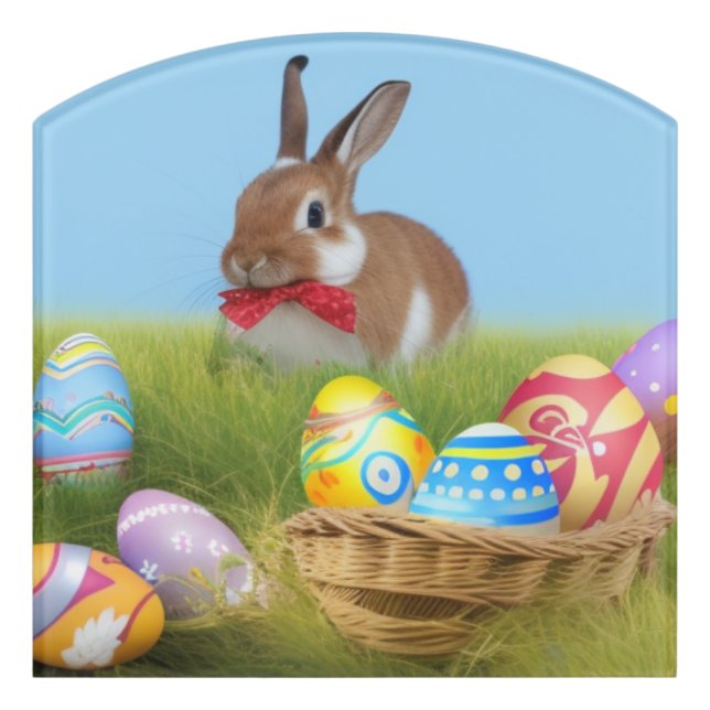 Cute Easter Bunnyfor a positive mood    Door Sign (Contour Front)