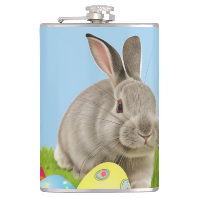 Cute Easter Bunnyfor a positive mood  Flask (Front)