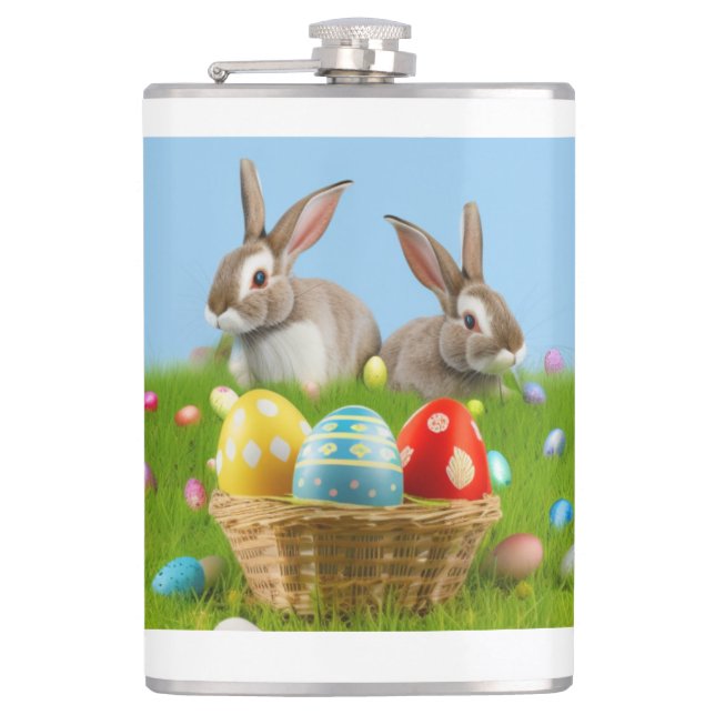 Cute Easter Bunnyfor a positive mood   Flask (Front)