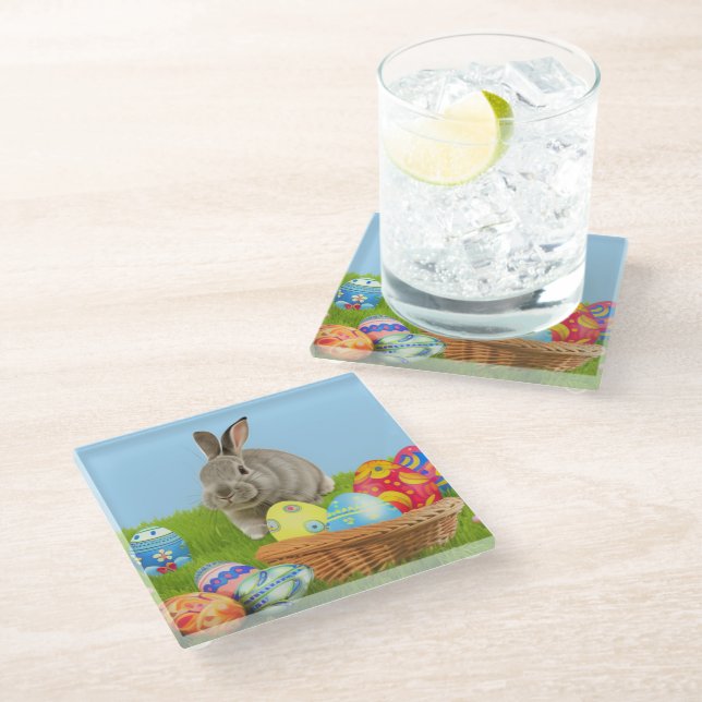 Cute Easter Bunnyfor a positive mood   Glass Coast Coaster (Angled)
