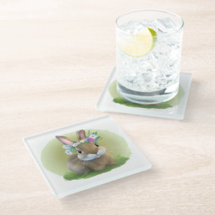 Cute Easter Bunnyfor a positive mood Glass Coaster