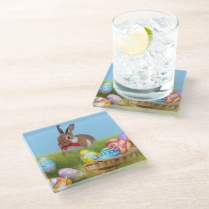 Cute Easter Bunnyfor a positive mood Glass Coaster
