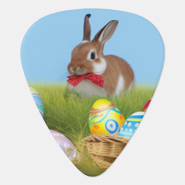 Cute Easter Bunnyfor a positive mood    Guitar Pick (Front)