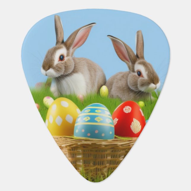 Cute Easter Bunnyfor a positive mood    Guitar Pick (Front)
