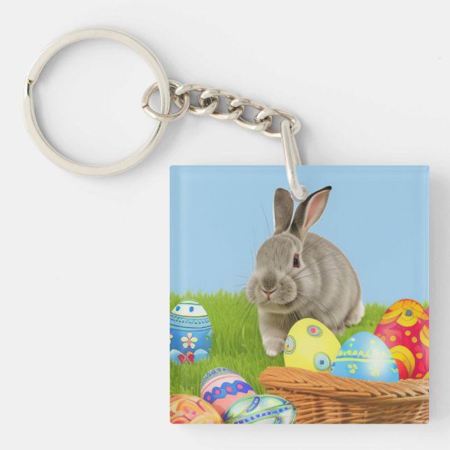 Cute Easter Bunnyfor a positive mood  Keychain (Front)