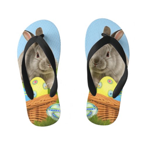 Cute Easter Bunnyfor a positive mood  Kids Flip Flops