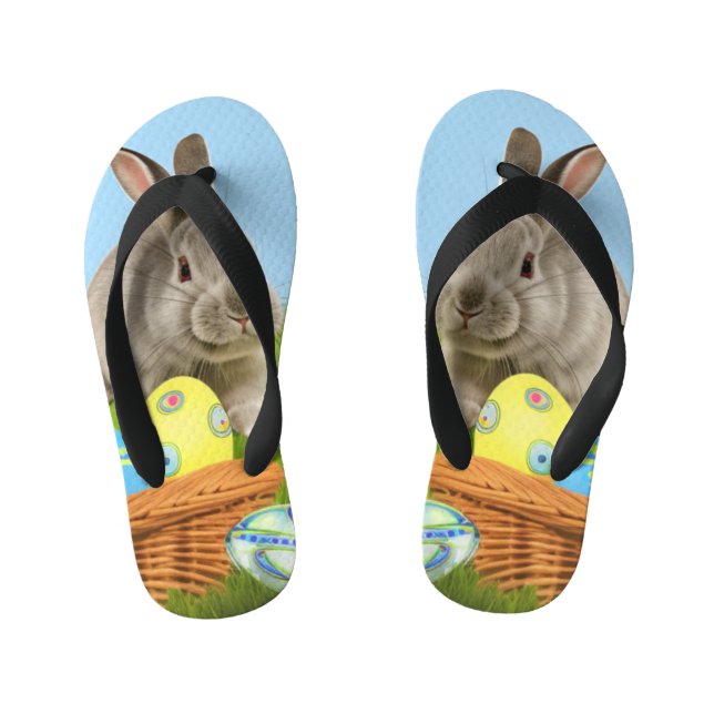 Cute Easter Bunnyfor a positive mood  Kid's Flip Flops (Footbed)