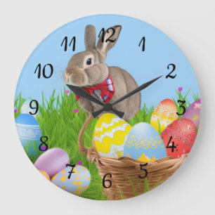 Cute Easter Bunnyfor a positive mood Large Clock