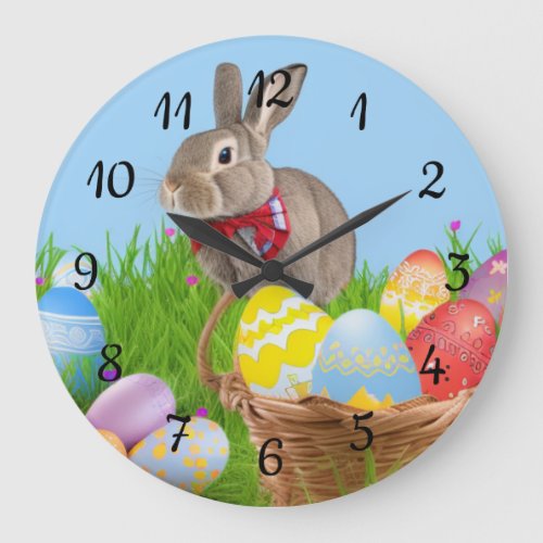 Cute Easter Bunnyfor a positive mood   Large Clock
