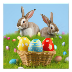 Cute Easter Bunnyfor a positive mood Photo Print