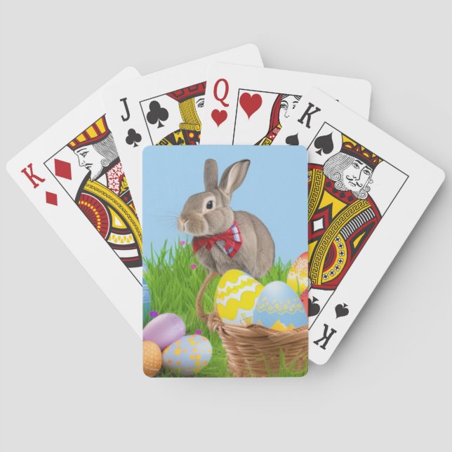 Cute Easter Bunnyfor a positive mood   Poker Cards (Back)