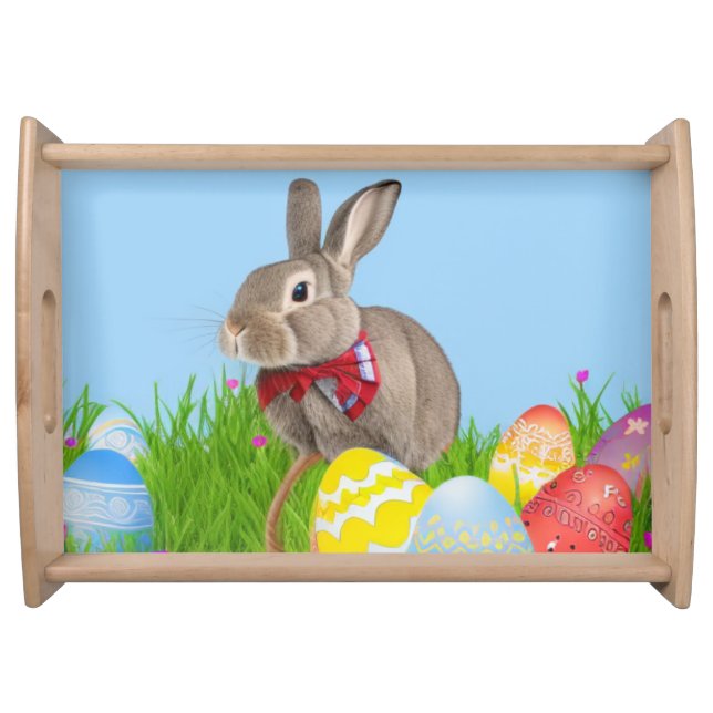 Cute Easter Bunnyfor a positive mood  Serving Tray (Front)