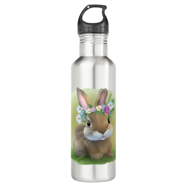 Cute Easter Bunnyfor a positive mood    Stainless Steel Water Bottle (Front)