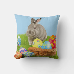 Cute Easter Bunnyfor a positive mood Throw Pillo Throw Pillow