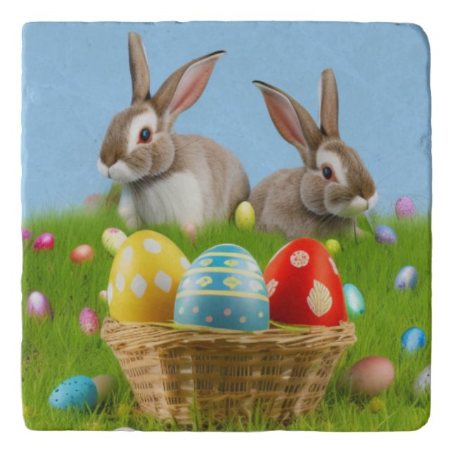 Cute Easter Bunnyfor a positive mood   Trivet (Front)