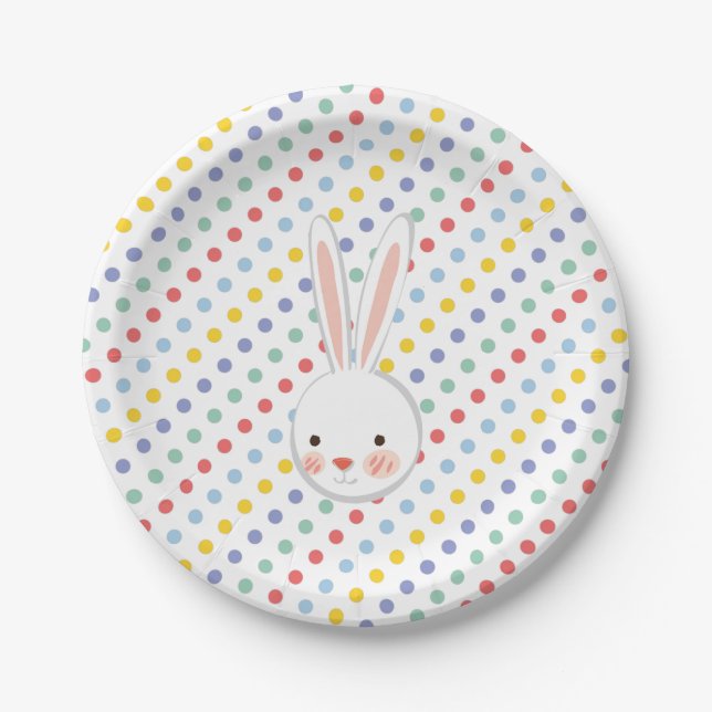 Cute Easter Bunnyy Egg Hunt & Brunch Paper Plates (Front)